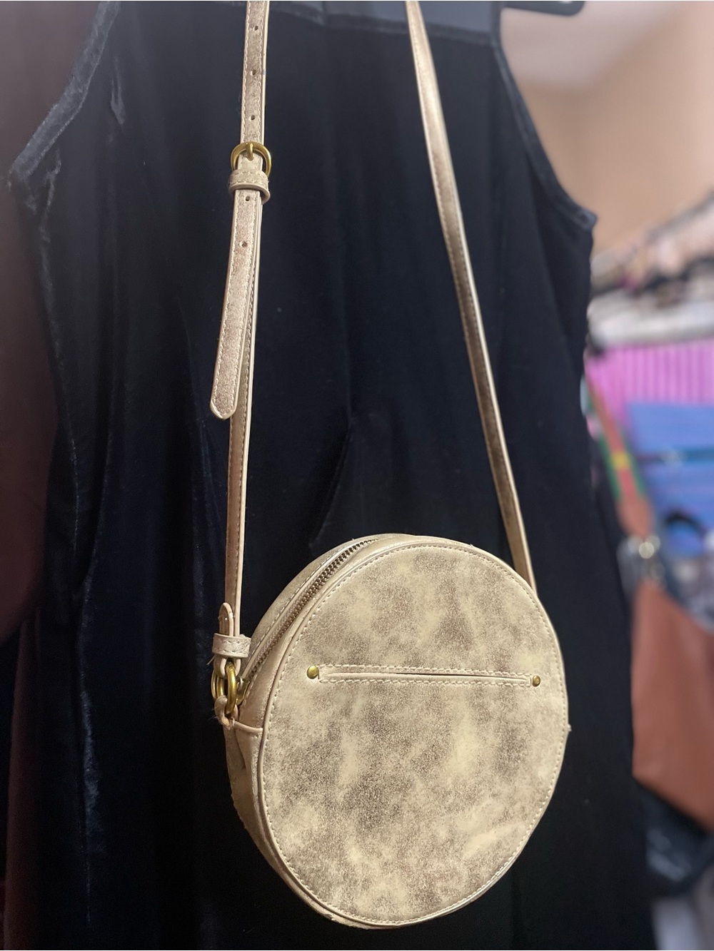 Gold Round Crossbody Bag